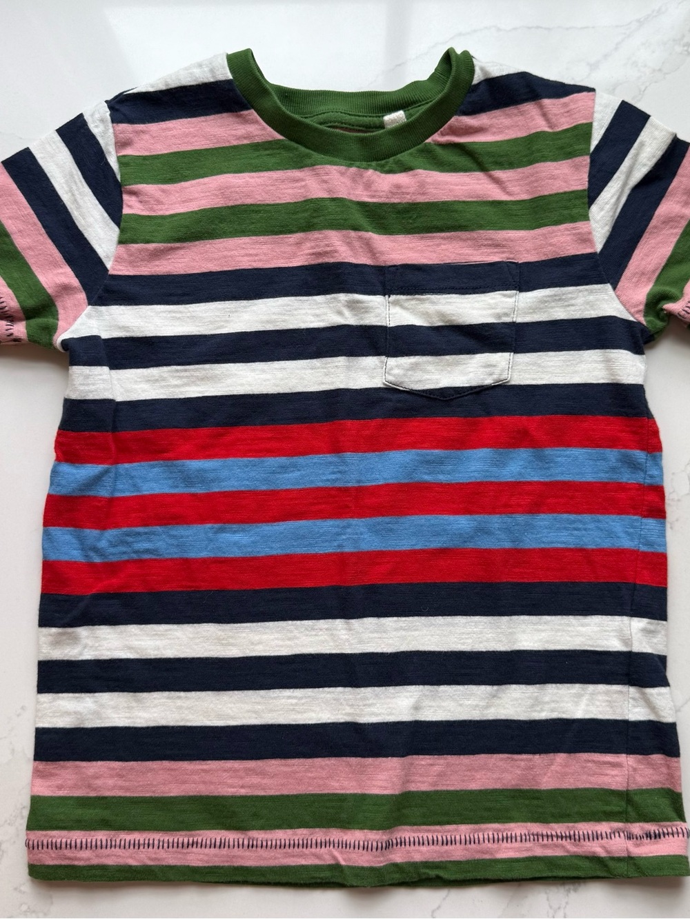 Boden “Everyday” Striped Short-Sleeve Tee - like new - Pink, Green, Navy & Red